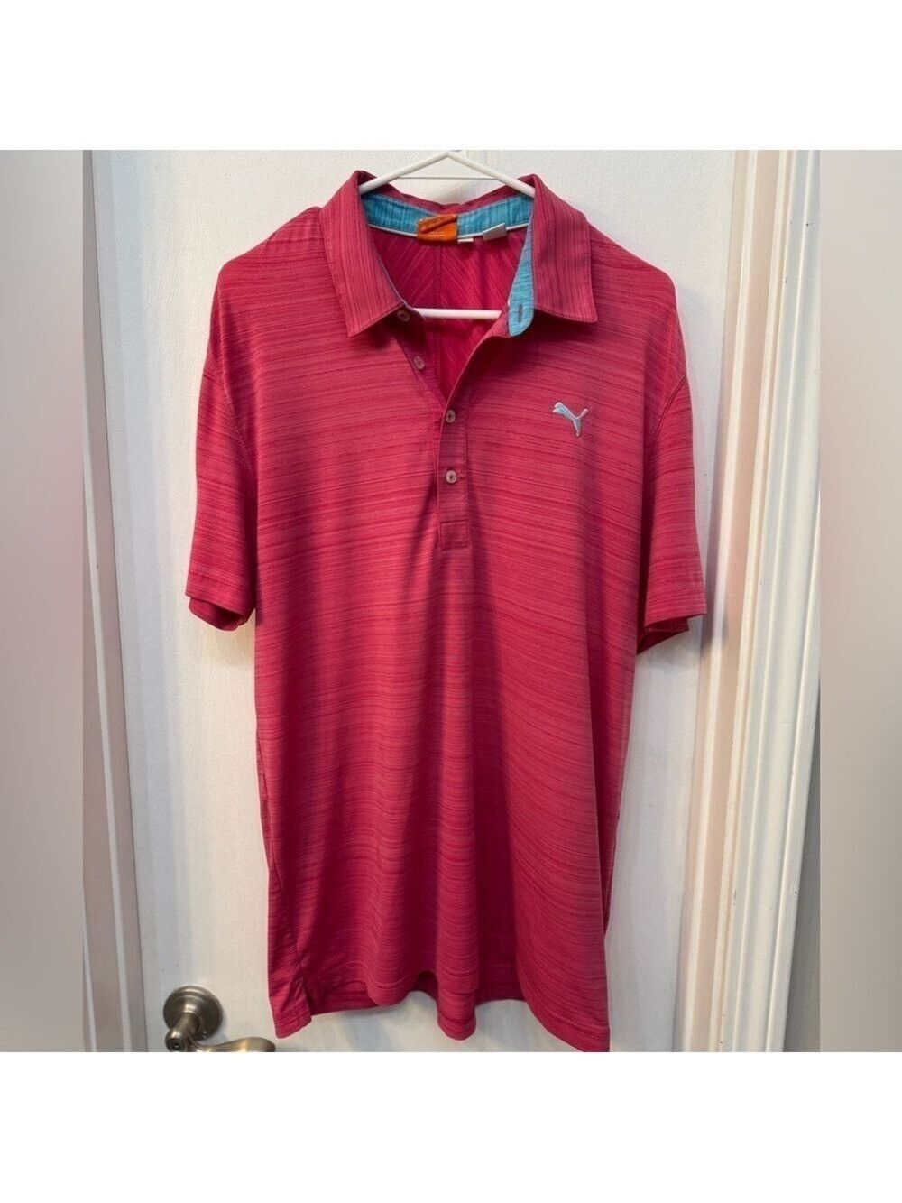 Puma Men's Pink Polo Shirt Medium Dri-Fit